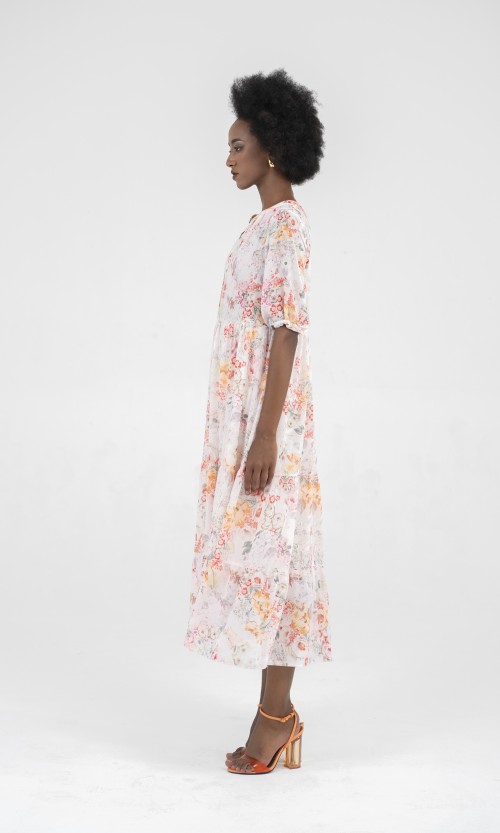 SIXDO Floral Woven Midi Dress
